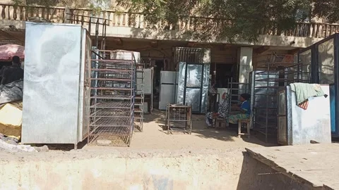 Local Ice Block Freezer Workshop On Airport Road Kano Nigeria Stockbeeldmateriaal 324039812