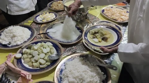 Local Indonesian dinner buffet setup Stock Footage 162619110