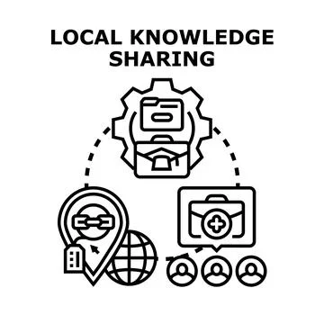 Local knowledge sharing concept transmitting information business Stock Illustration