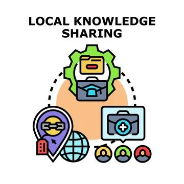Local knowledge sharing concept transmitting information business Illustrazione stock