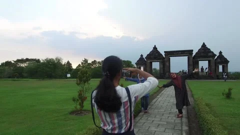 Local Ladies posing in Park in Java, Indonesia Stock Footage 131151758
