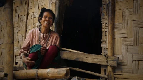 Local lady smiling for the camera in Laos Stock Footage 104121288