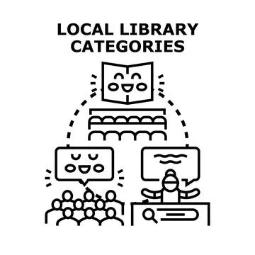 Local library categories concept vector for public services Stock Illustration