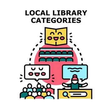 Local library categories concept vector for public services Stock Illustration