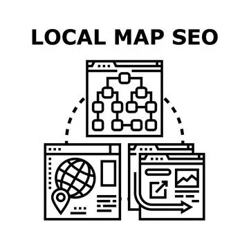 Local map seo optimization for online business search 库存插图