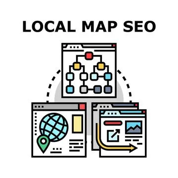 Local map seo optimization for online business search Illustration