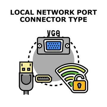 Local network connection ports and wireless type イラスト素材