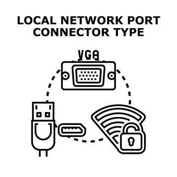 Local network connection ports and wireless type イラスト素材