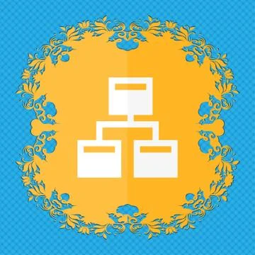Local Network . Floral flat design on a blue abstract background with place for Stock Illustration