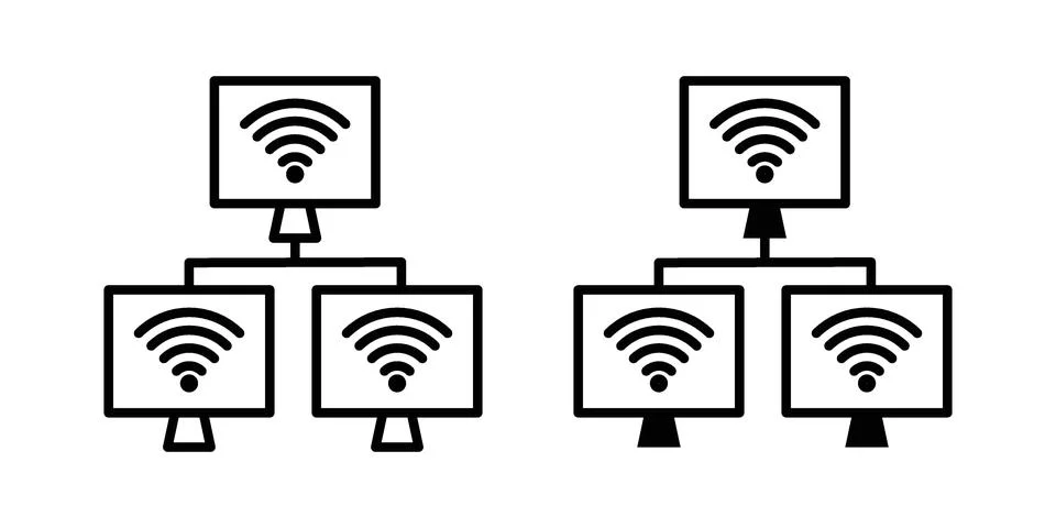 Local network icon set modern line and solid style collection. Stock Illustration