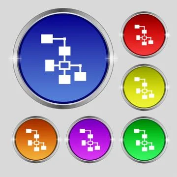 Local Network icon sign. Round symbol on bright colourful buttons. Vector Illustrazione stock