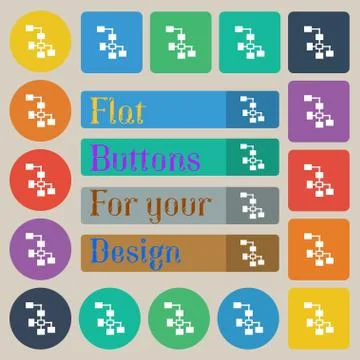 Local Network icon sign. Set of twenty colored flat, round, square and rectangul Stock Illustration