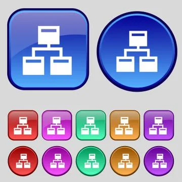 Local Network icon sign. A set of twelve vintage buttons for your design. Stock Illustration