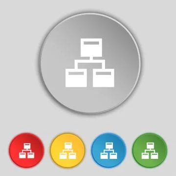 Local Network icon sign. Symbol on five flat buttons. Stock Illustration