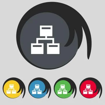 Local Network icon sign. Symbol on five colored buttons. Stock Illustration