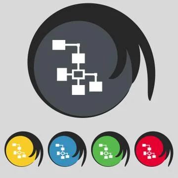 Local Network icon sign. Symbol on five colored buttons. Stock Illustration