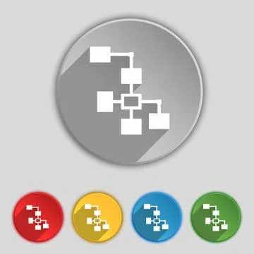 Local Network icon sign. Symbol on five flat buttons. Stock Illustration