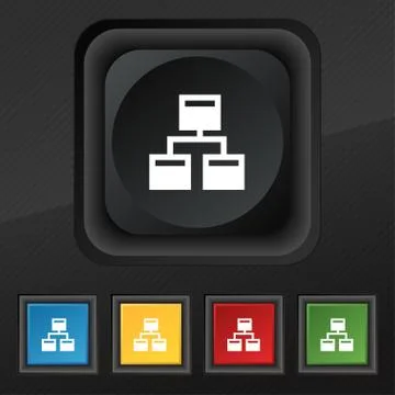 Local Network icon symbol. Set of five colorful, stylish buttons on black textur Stock Illustration