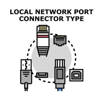 Local network port connector type computer technology Stock Illustration