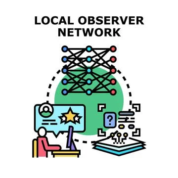 Local observer network connecting human feedback and artificial intelligence 스톡 일러스트