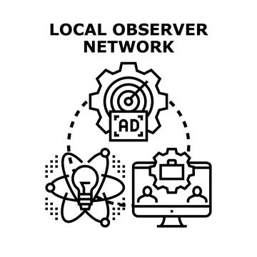 Local observer network connecting strategy, ideas, and community Stock Illustration