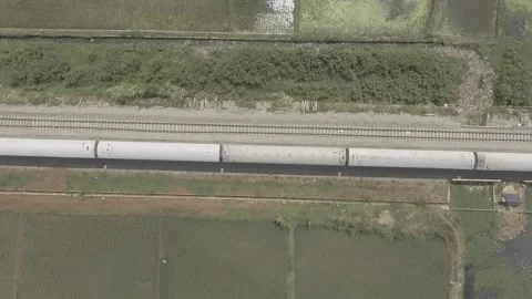 Local passenger train drone Stock Footage 263333290