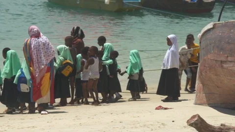 Local people standing on beach Video stock 85775040
