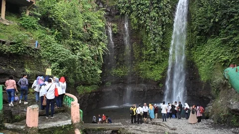 Local People In Waterfall Stock Footage 111854257
