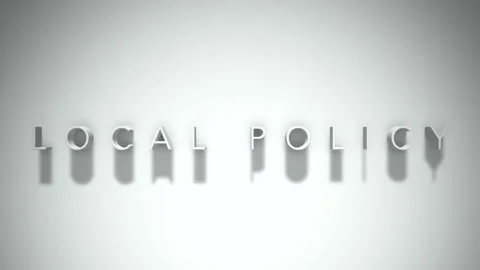 Local policy 3D title animation with shadows on a white background Video stock 297856590