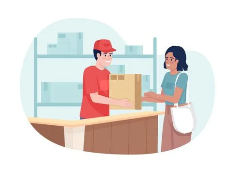 Local post office 2D vector isolated illustration Illustrazione stock