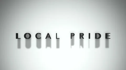 Local Pride 3D title animation matte black text on a white background Video stock 300718226