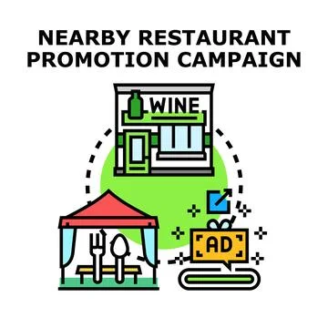 Local restaurant attracting customers through digital promotion Stock Illustration