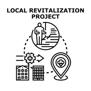 Local revitalization project planning for urban development Stock-Illustration