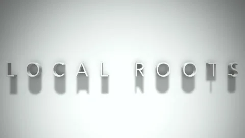 Local Roots 3D title animation with shadows on a white background Stock Footage 296515440
