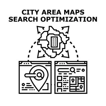 Local search maps optimizing business strategy concept Stock Illustration