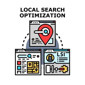 Local search optimization concept illustrating digital marketing strategy Stock Illustration