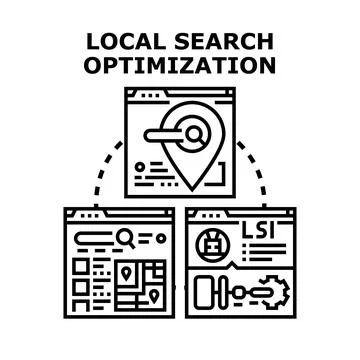 Local search optimization concept illustrating digital marketing strategy Stock Illustration