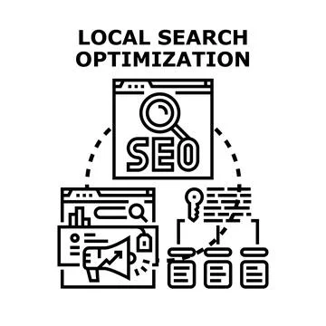 Local search optimization concept with marketing strategy Stockillustratie