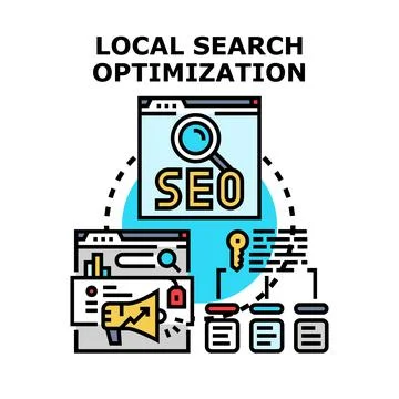 Local search optimization concept with marketing strategy Illustration