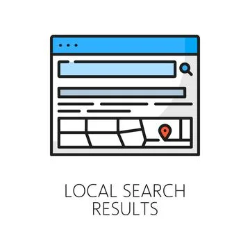 Local search results, SERP thin line icon or sign Stock Illustration