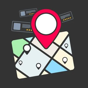 Local search - use map applications to search for nearby places by description Stock Illustration