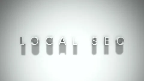 Local seo 3D title animation with shadows on a white background Stock Footage 296897094