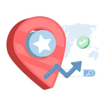 Local SEO concept featuring verified business profiles, map ranking optimization Stockillustratie