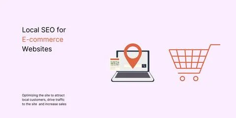 Local SEO for E-commerce Websites Banner on Light Background Stock Illustration