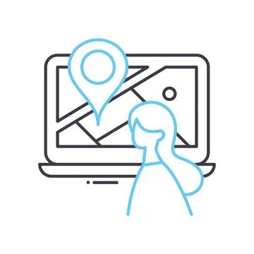 Local seo optimization line icon, outline symbol, vector illustration, concept Stock Illustration