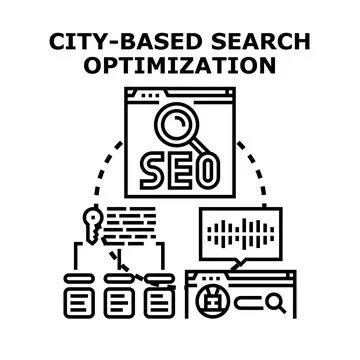 Local seo strategy optimizing online search results Stock Illustration