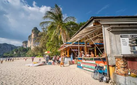 Local shop on Railay beach in Railay, Ao Nang, Krabi Province, Thailand, Sout Stock Photos