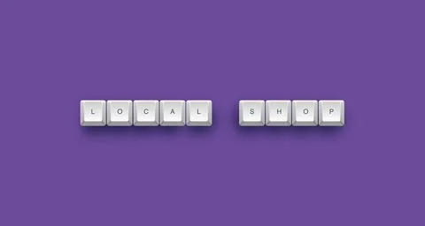 Local shop text on a 3d keyboard button with shadow concept series 스톡 일러스트