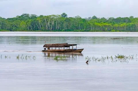Local Shuttle Boat on the Amazon River Fotos Stock