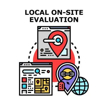 Local on site evaluation and search engine optimization concepts Stock Illustration
